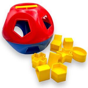 complete Vintage Tupperware TupperToys SHAPE O BALL Yellow Shape Sorter